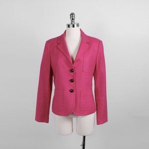 J Crew Women's Wool Scottish Tweed Robert Noble Blazer Pink Fuchsia 14
